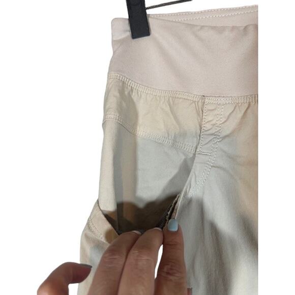 Prana Cream Maternity Cotton Blend Cropped Capri Pants Women Sz S - Picture 6 of 11